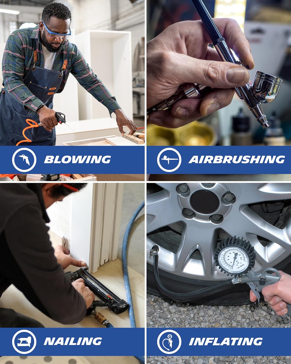 Velmi tichý - SILENT, mobilní, kompaktní, vzduchový kompresor, 8 barů, 10 l, 59 dB, 0,7 kW, 106 l./min., 230 V, MICHELIN MX 10-1